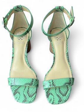 Vince Camuto Green Snake Print Sandals